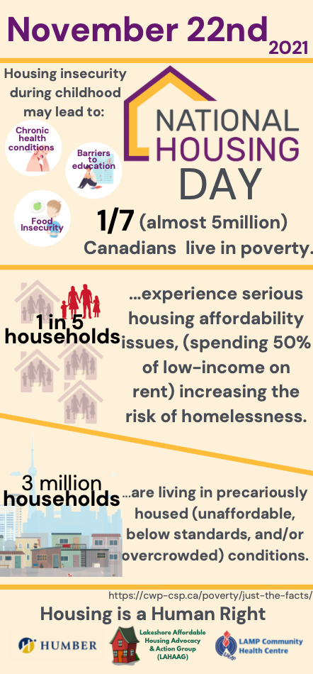An infographic detailing housing insecurity in Canada.